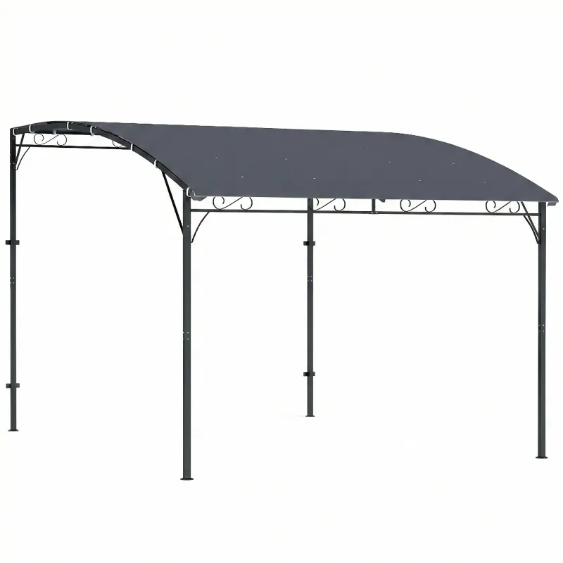 Pérgola de Pared 2,8x3,8 m con Techo Inclinado Orificios de Drenaje y Estructura Metálica Gris