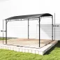 Pérgola de Pared 2,8x3,8 m con Techo Inclinado Orificios de Drenaje y Estructura Metálica Gris