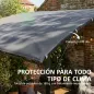 Pérgola de Pared 2,8x3,8 m con Techo Inclinado Orificios de Drenaje y Estructura Metálica Gris