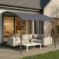 Pérgola de Pared 2,8x3,8 m con Techo Inclinado Orificios de Drenaje y Estructura Metálica Gris