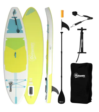 Tabla de Paddle Surf Hinchable 320 cm, con Superficie Antideslizante Remo de Aluminio Ajustable Quilla Bomba y Mochila