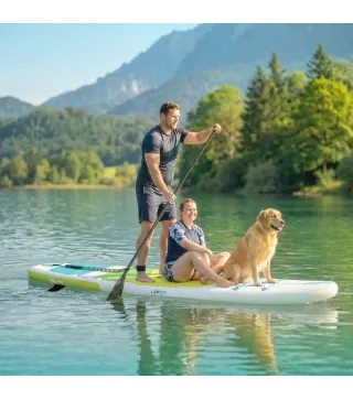 Tabla de Paddle Surf Hinchable 320 cm, con Superficie Antideslizante Remo de Aluminio Ajustable Quilla Bomba y Mochila