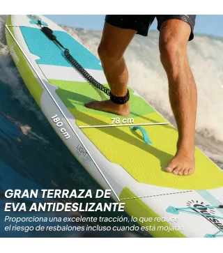 Tabla de Paddle Surf Hinchable 320 cm, con Superficie Antideslizante Remo de Aluminio Ajustable Quilla Bomba y Mochila