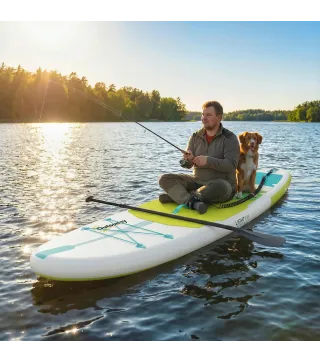 Tabla de Paddle Surf Hinchable 320 cm, con Superficie Antideslizante Remo de Aluminio Ajustable Quilla Bomba y Mochila