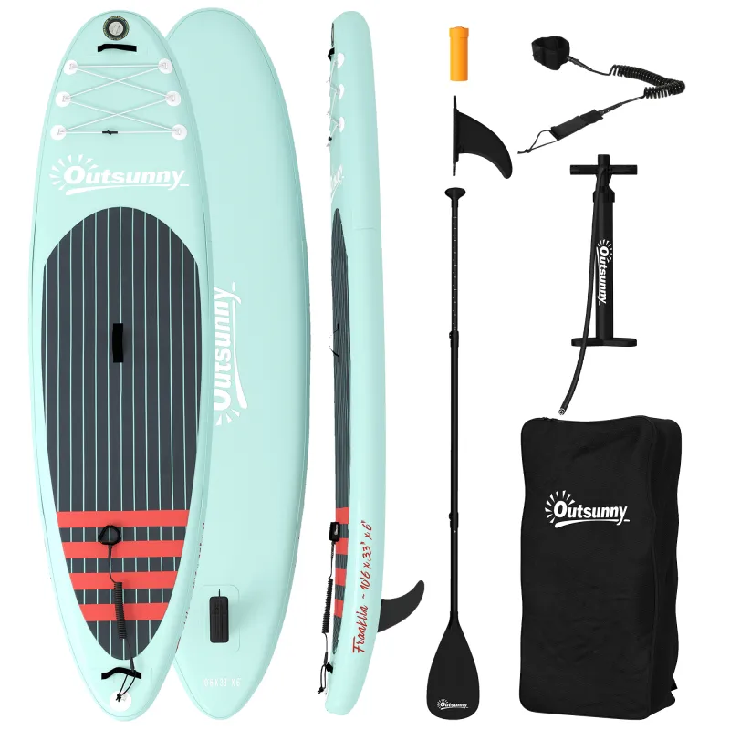 Tabla de Paddle Surf Hinchable 320 cm, con Superficie Antideslizante Remo de Aluminio Ajustable Quilla Bomba y Mochila