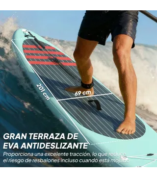 Tabla de Paddle Surf Hinchable 320 cm, con Superficie Antideslizante Remo de Aluminio Ajustable Quilla Bomba y Mochila