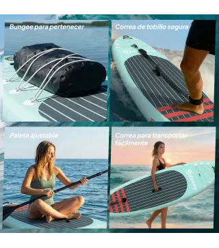 Tabla de Paddle Surf Hinchable 320 cm, con Superficie Antideslizante Remo de Aluminio Ajustable Quilla Bomba y Mochila