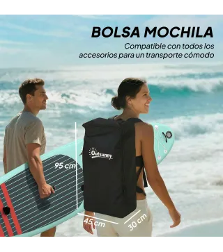 Tabla de Paddle Surf Hinchable 320 cm, con Superficie Antideslizante Remo de Aluminio Ajustable Quilla Bomba y Mochila