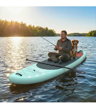 Tabla de Paddle Surf Hinchable 320 cm, con Superficie Antideslizante Remo de Aluminio Ajustable Quilla Bomba y Mochila