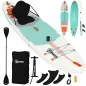 Tabla Paddle Surf Hinchable SUP Extra Largo de 335 cm con Asiento Remo Convertible Aletas Bomba y Mochila Carga 180 kg