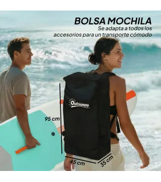 Tabla Paddle Surf Hinchable SUP Extra Largo de 335 cm con Asiento Remo Convertible Aletas Bomba y Mochila Carga 180 kg