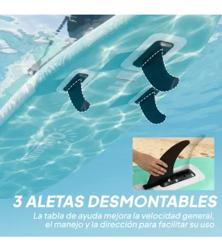 Tabla Paddle Surf Hinchable SUP Extra Largo de 335 cm con Asiento Remo Convertible Aletas Bomba y Mochila Carga 180 kg
