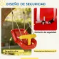 Columpio Infantil Cuerda Ajustable con Respaldo Alto Barandilla de Seguridad en T para Interior Exterior Rojo