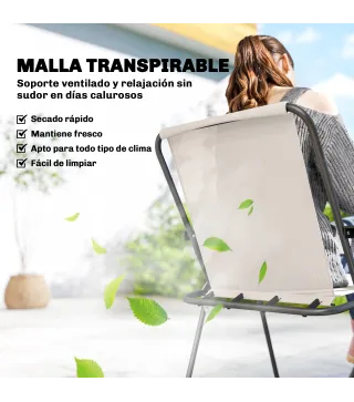 Conjunto de Mesa y Sillas Jardín de 8 Piezas con Sombrilla 6 Sillas Plegables Mesa de Vidrio Templado Crema