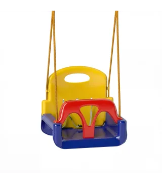 Columpio Infantil 3 en 1 Cuerda Ajustable con Respaldo Desmontable Barra en T Cinturón de Seguridad Azul Oscuro