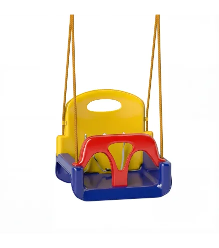 Columpio Infantil 3 en 1 Cuerda Ajustable con Respaldo Desmontable Barra en T Cinturón de Seguridad Azul Oscuro