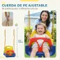 Columpio Infantil 3 en 1 Cuerda Ajustable con Respaldo Desmontable Barra en T Cinturón de Seguridad Azul Oscuro