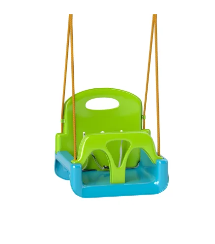 Columpio Infantil 3 en 1 Cuerda Ajustable con Respaldo Desmontable Barra en T Cinturón de Seguridad Verde Oscuro