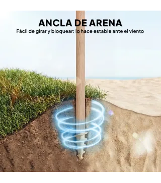 Sombrilla de Playa con Flecos Ø175 cm Sombrilla de Terraza Exterior con Altura Ajustable Inclinación 30° Blanco y Beige