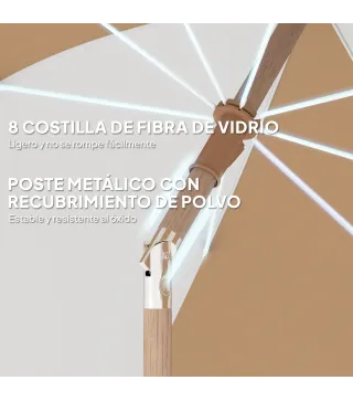 Sombrilla de Playa con Flecos Ø175 cm Sombrilla de Terraza Exterior con Altura Ajustable Inclinación 30° Blanco y Beige