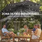 Parasol Excéntrico con Luces LED Solares Ø345 cm Sombrilla Jardín de Aluminio con Base Cruzada Manivela Funda Gris