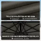 Parasol Excéntrico con Luces LED Solares Ø345 cm Sombrilla Jardín de Aluminio con Base Cruzada Manivela Funda Gris