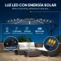 Parasol Excéntrico con Luces LED Solares Ø345 cm Sombrilla Jardín de Aluminio con Base Cruzada Manivela Funda Azul