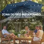 Parasol Excéntrico con Luces LED Solares Ø345 cm Sombrilla Jardín de Aluminio con Base Cruzada Manivela Funda Azul