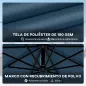 Parasol Excéntrico con Luces LED Solares Ø345 cm Sombrilla Jardín de Aluminio con Base Cruzada Manivela Funda Azul