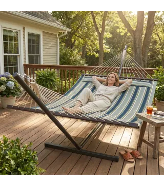 Hamaca con Soporte Hamaca de Jardín Portátil con Almohada Desmontable Barras Separadoras 353x94x115 cm Verde