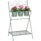 Soporte de Metal para Plantas Plegable con 3 Macetas Incluidas y Estante Inferior Porta Macetero Decorativo de Flores para Inter