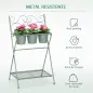 Soporte de Metal para Plantas Plegable con 3 Macetas Incluidas y Estante Inferior Porta Macetero Decorativo de Flores para Inter