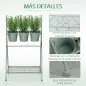 Soporte de Metal para Plantas Plegable con 3 Macetas Incluidas y Estante Inferior Porta Macetero Decorativo de Flores para Inter