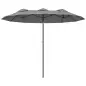 Sombrilla Doble de Jardín 295x152x222 cm con Inclinación de 45° y Manivela para Terraza Balcón Piscina Color Gris