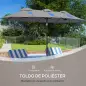 Sombrilla Doble de Jardín 295x152x222 cm con Inclinación de 45° y Manivela para Terraza Balcón Piscina Color Gris