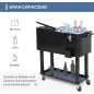 Enfriador de Bebidas de Acero con Ruedas Abridor de Botellas y Drenaje para Exterior Patio y Jardín 75,7 L Negro