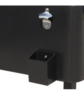Enfriador de Bebidas de Acero con Ruedas Abridor de Botellas y Drenaje para Exterior Patio y Jardín 75,7 L Negro