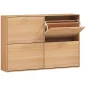 Zapatero Estrecho con 4 Puertas Estantes Ajustables para 16-24 Pares de Zapatos 120x24x81 cm Natural