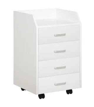 Cajonera de Oficina Mueble Auxiliar para Archivos con 4 Cajones Encimera Superior de Almacenaje 4 Ruedas y 2 Frenos para Estudio