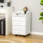 Cajonera de Escritorio con Ruedas, Cajonera de Oficina con 4 Cajones, Archivador Móvil para Estudio, Salón, para Debajo del Escr