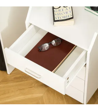 Cajonera de Oficina Mueble Auxiliar para Archivos con 4 Cajones Encimera Superior de Almacenaje 4 Ruedas y 2 Frenos para Estudio