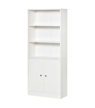 Estantería Librería con 3 Compartimentos Abiertos y 1 Armario con Estante Ajustable Almacenaje para Salón Estudio 70x29,5x167 cm