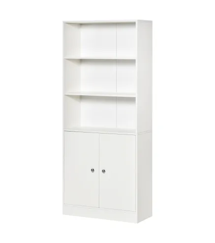 Estantería Librería con 3 Compartimentos Abiertos y 1 Armario con Estante Ajustable Almacenaje para Salón Estudio 70x29,5x167 cm