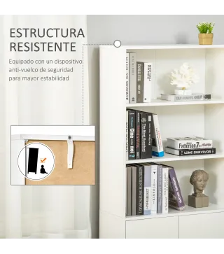 Estantería Librería con 3 Compartimentos Abiertos y 1 Armario con Estante Ajustable Almacenaje para Salón Estudio 70x29,5x167 cm