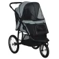 Carrito para Perros Medianos Pequeños con Cesta de Almacenaje Capota Ajustable y Ventana de Malla 111x58x107 cm Gris