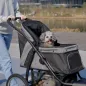 Carrito para Perros Medianos Pequeños con Cesta de Almacenaje Capota Ajustable y Ventana de Malla 111x58x107 cm Gris
