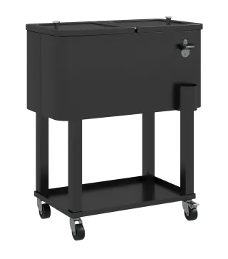 Carro Nevera con Ruedas Abrebotellas y Estante 56L para Patio Fiesta Terraza 67x35x80 cm Negro