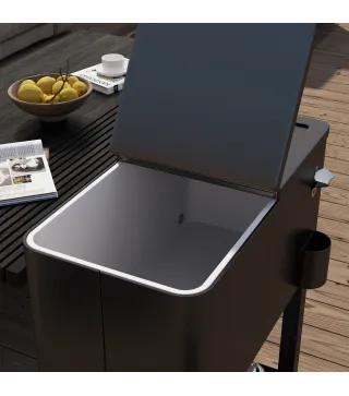 Carro Nevera con Ruedas Abrebotellas y Estante 56L para Patio Fiesta Terraza 67x35x80 cm Negro