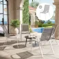 Set de 4 Sillas de Exterior Apilables con Asiento de Malla Respaldo Alto y Marco de Acero para Jardín o Terraza Gris