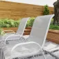Set de 4 Sillas de Exterior Apilables con Asiento de Malla Respaldo Alto y Marco de Acero para Jardín o Terraza Gris